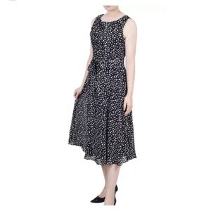NY Collection Woman sleeveless black white polka dot dress size 1x